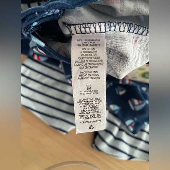 NWT Bundle of 2 Little Me 2 pcs of striped and sailboat pattern rompers -9 mnths - Picture 6 of 7